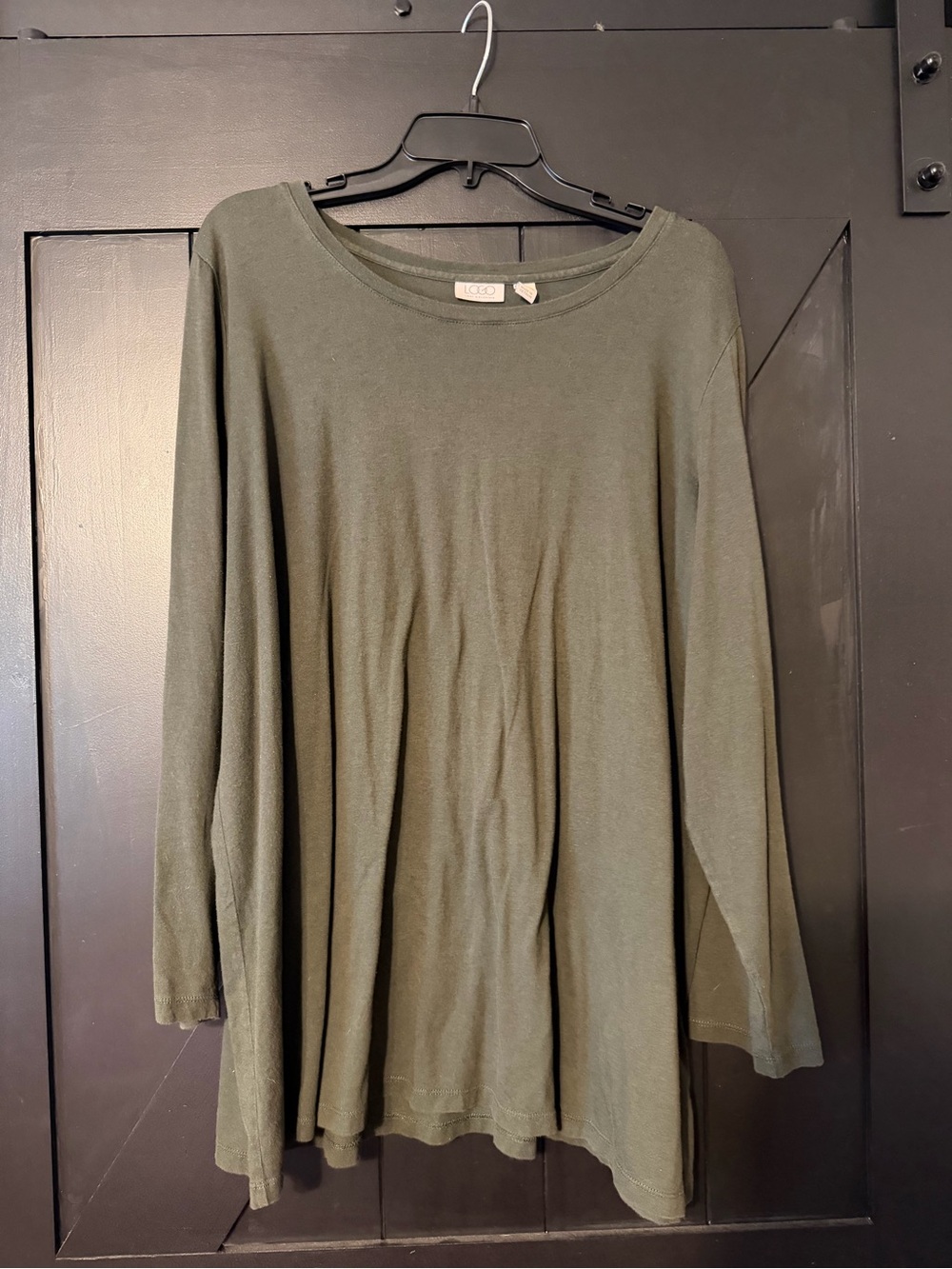 LOGO by Lori Goldstein Olive Long Sleeve Top